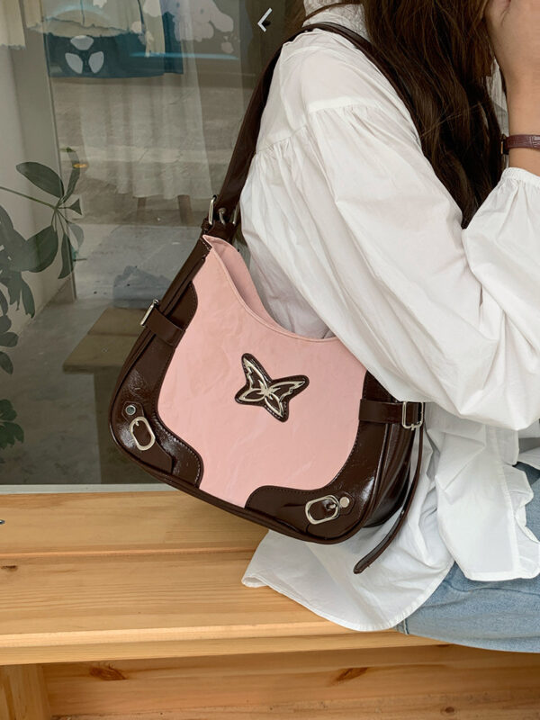 2024 New American Butterfly Contrast Rivet Motorcycle Underarm Bag