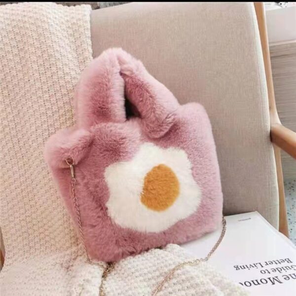 Introducing the Chic Fried Egg Flower Fur Handbag for Women