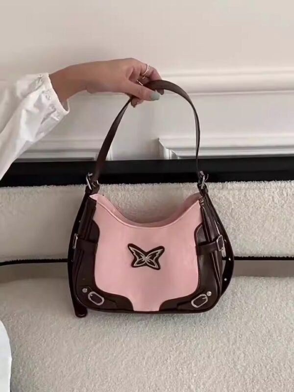 2024 New American Butterfly Contrast Rivet Motorcycle Underarm Bag