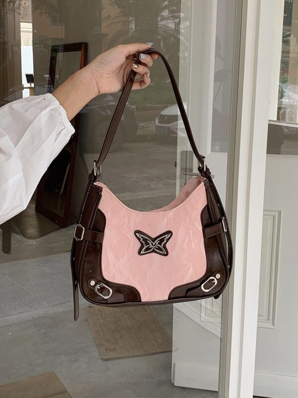2024 New American Butterfly Contrast Rivet Motorcycle Underarm Bag