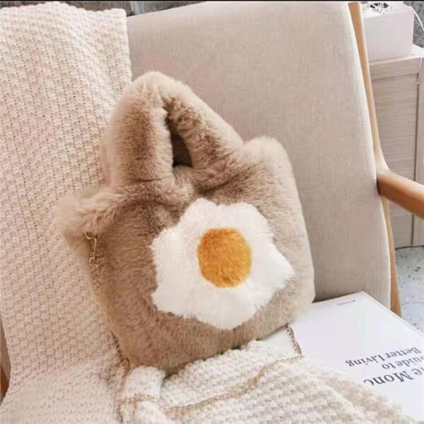 Introducing the Chic Fried Egg Flower Fur Handbag for Women